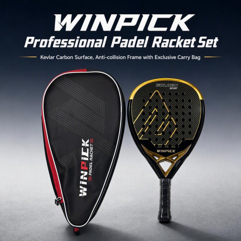Padel Racket Carbon - WINPICK Kevlar Carbon Padel-Schläger mit Anti-Kollisionsrahmen,